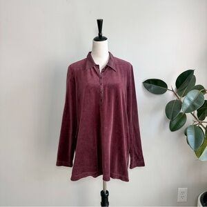 Isabella Bird Velvet Collared Long Sleeve Top XL